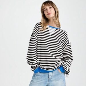 Free People Classic Striped Oversized Crewneck